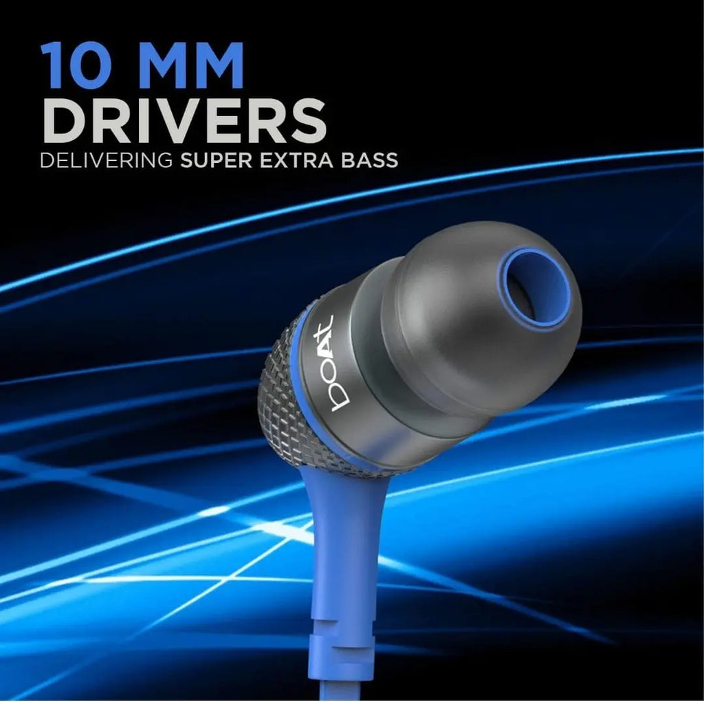 boAt BassHeads Wired Earphones – Blue | 10mm Super Extra Bass boAt